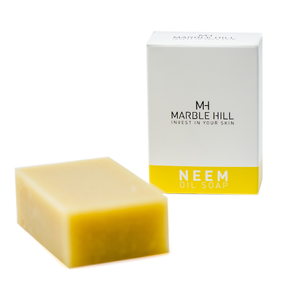 Marble Hill Neem Oil Soap Bar and Packaging