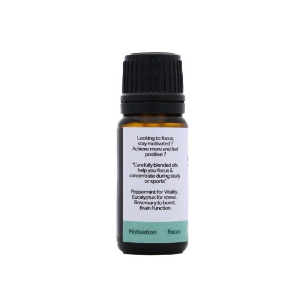 Bottle of Marble Hill Euventol aromatherapy oil for motivation information label