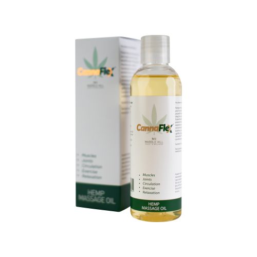 Bottle of Marble Hill CannaFlex Hemp Massage Oil with packaging
