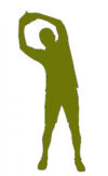 standing figure stretching arms over head