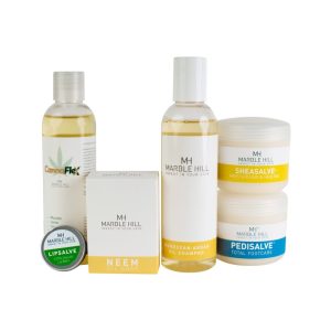 Marble Hill Gift Care Products - CannaFlex, Lipsalve, Neem Oil Soap Bar, Moroccan Oil Shampoo, Sheasalve & Pedisalve